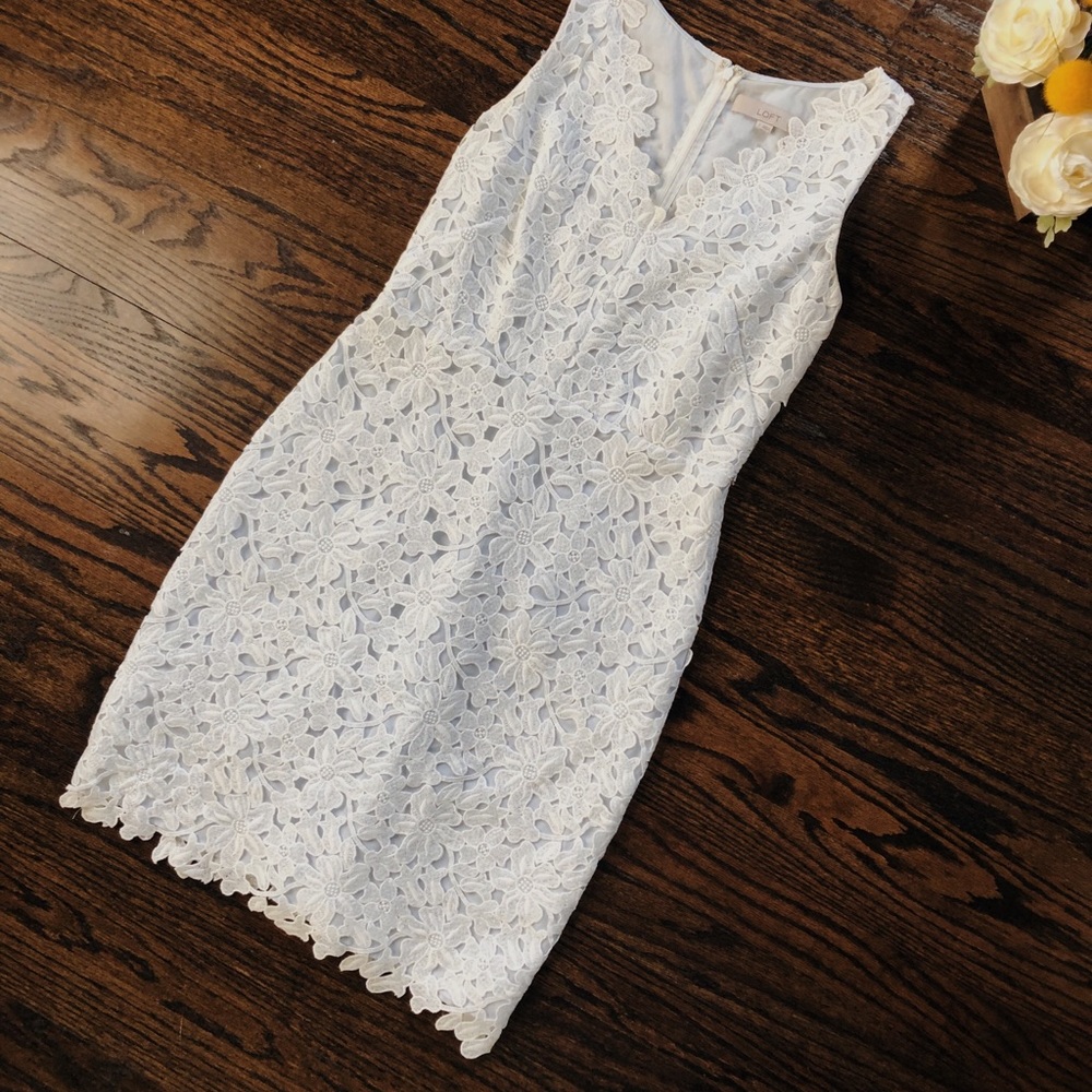 LOFT white lace dress
